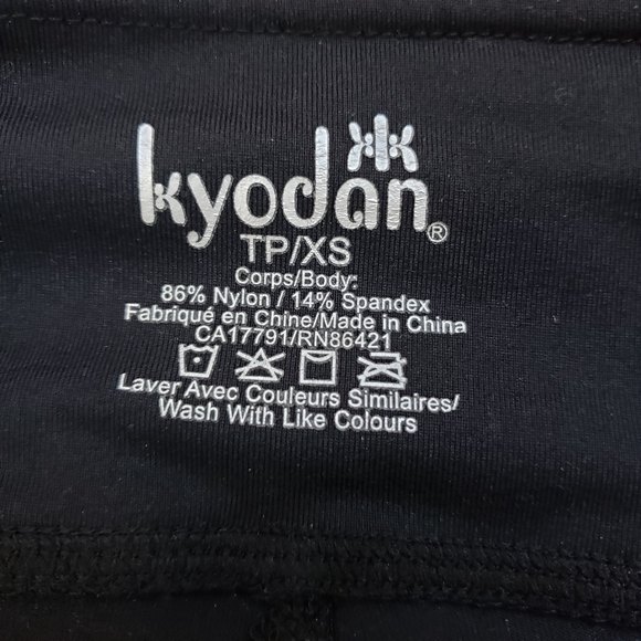 Kyodan leggings Size XS Black/Purple Reflective Strip Decorative Hem Pocket NWT - Picture 7 of 12